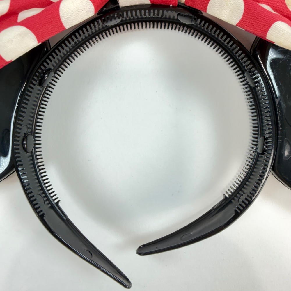 Vintage Disney Parks Minnie Mouse Ear Headband Red Polka Dot Bow Black Ears - Picture 9 of 12